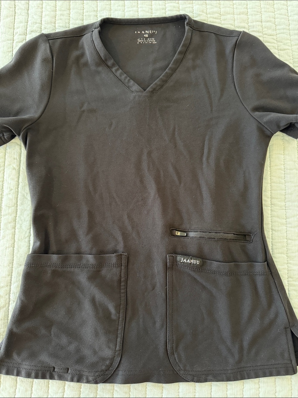 Jaanuu Black V-Neck Performance Medical Top